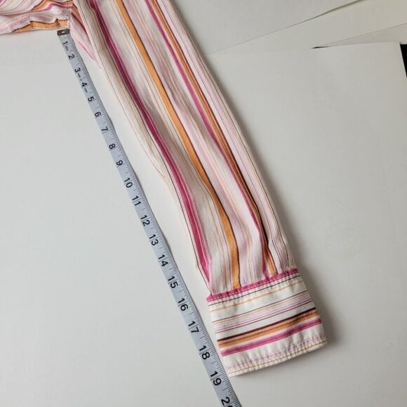 TRUE religion snap pearl button down shirt stripes pink orange western S - Picture 11 of 12